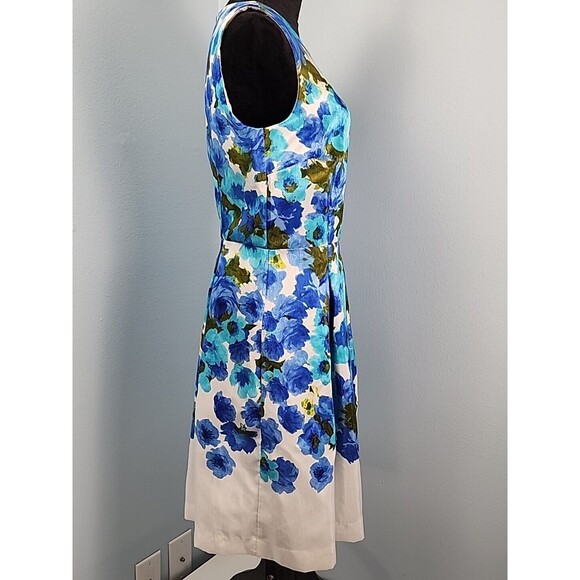 Karin Stevens A-line Dress Sleeveless Floral Rear Zip Size 10 Spring Garden - Picture 4 of 13